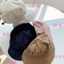 货号25A1487夏季新款日系刺绣简约小标抽绳大沿防晒鸭舌帽