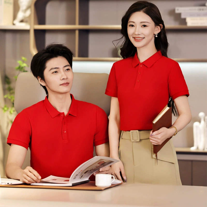 Рубашка-поло для спецодежды на заказ из тонкого хлопка, отложной воротник, логотип, летняя корпоративная рекламная культурная рубашка с короткими рукавами.