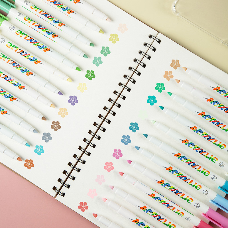 Guangna 7600 cabeza redonda de nylon Morandi color marcador acrílico a base de agua 12 colores 24 colores traje transfronterizo exclusivo