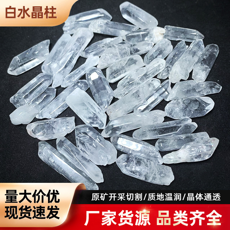 Wholesale Natural White Crystal Column Polished Crystal Six Prism Perforable Natural White Crystal Original Stone Column Ornaments