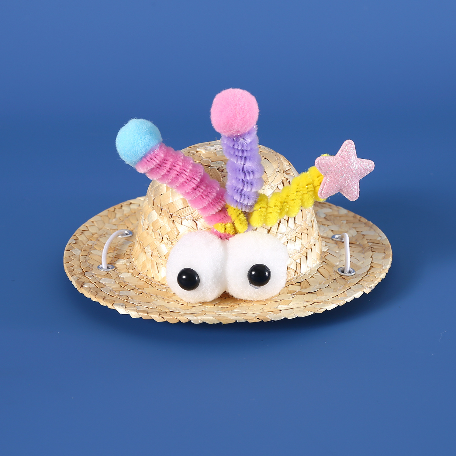 Mascotas extrañas sombreros de paja para salir sombreros de verano gatos perros adorables torcedores de arcos de cabello pequeños monstruos tocadillos