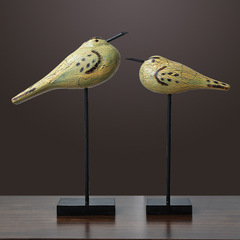 北欧シンプル原木ひび鳥置物木製工芸品創意リビング海鳥動物創意家庭装飾