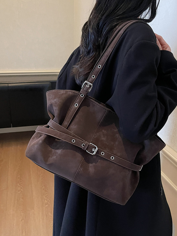 通勤复古磨砂包包女2025新款秋冬季百搭单肩包外出上班手提托特包|undefined