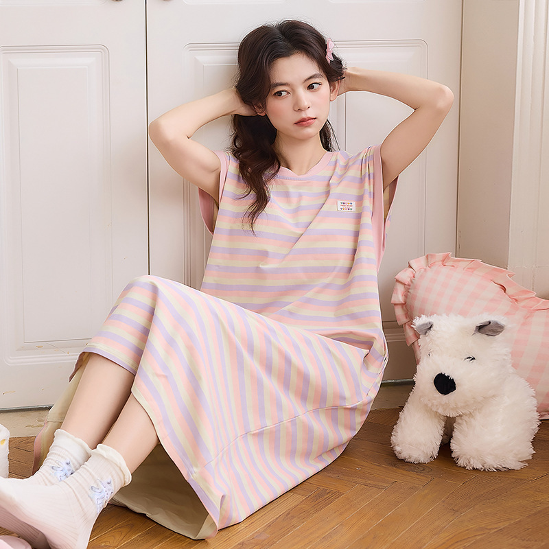 Cute Suspender Cotton Nightgown for Women, Summer Fairy-Style Mid-Length Dress That Can Be Worn Outside, Sexy Girl Dress, Home Wear