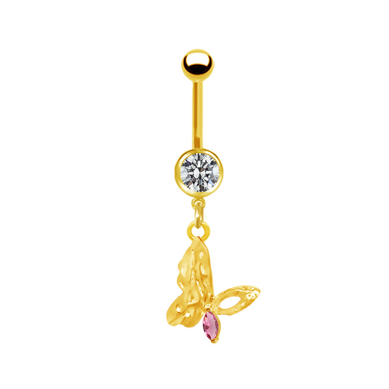 Navel Belly Button Ring With Butterfly Pendant Piercing Jewelry_voghion.com