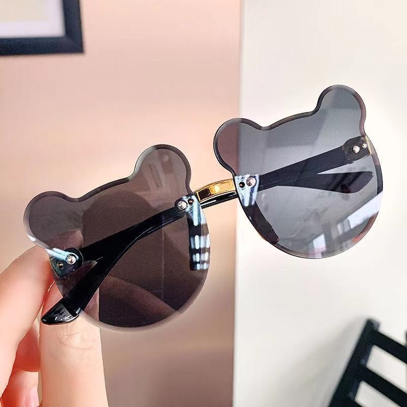 Nuevo oso gafas de sol de los niños raqueta de calle vanguardia moda calle raqueta copia pieza sin marco chica gafas de sol fábrica al por mayor