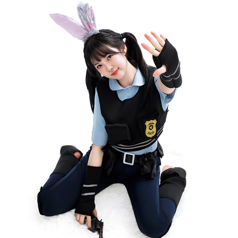 Real Shot of Zootopia Cos Judy Judy Rabbit Cos Anthropomorphic Suit Cosplay Costume Full Set European and American