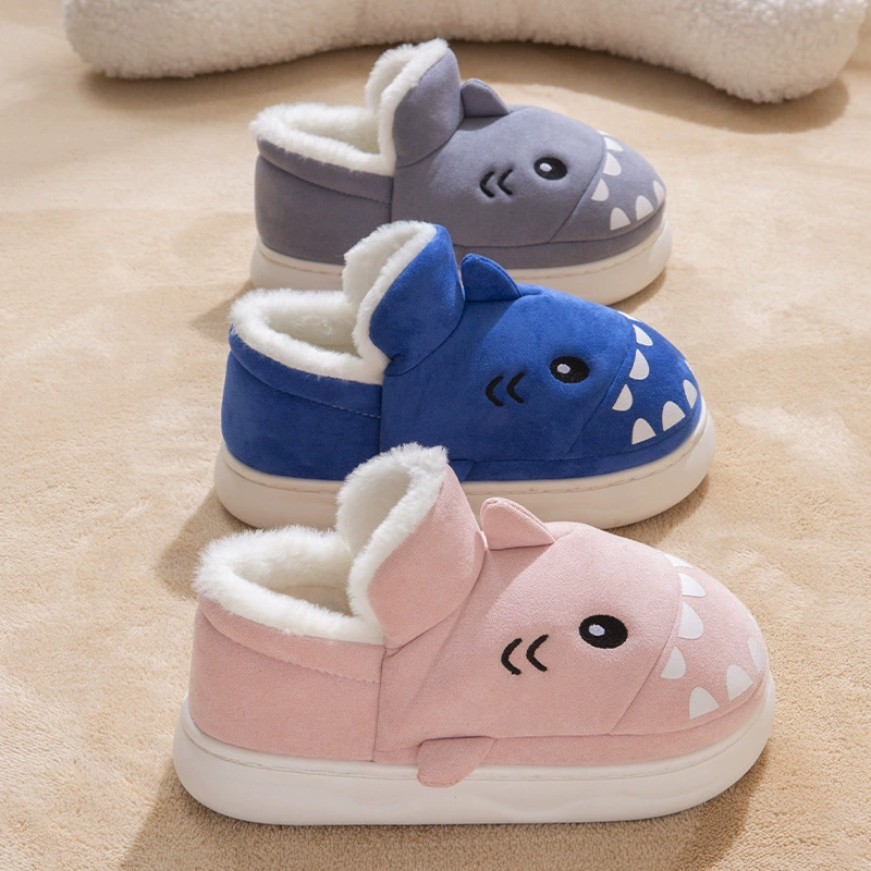 2024 новые детские хлопчатобумажные тапочки для мальчиков и девочек зимняя сумка с теплыми милыми акулами