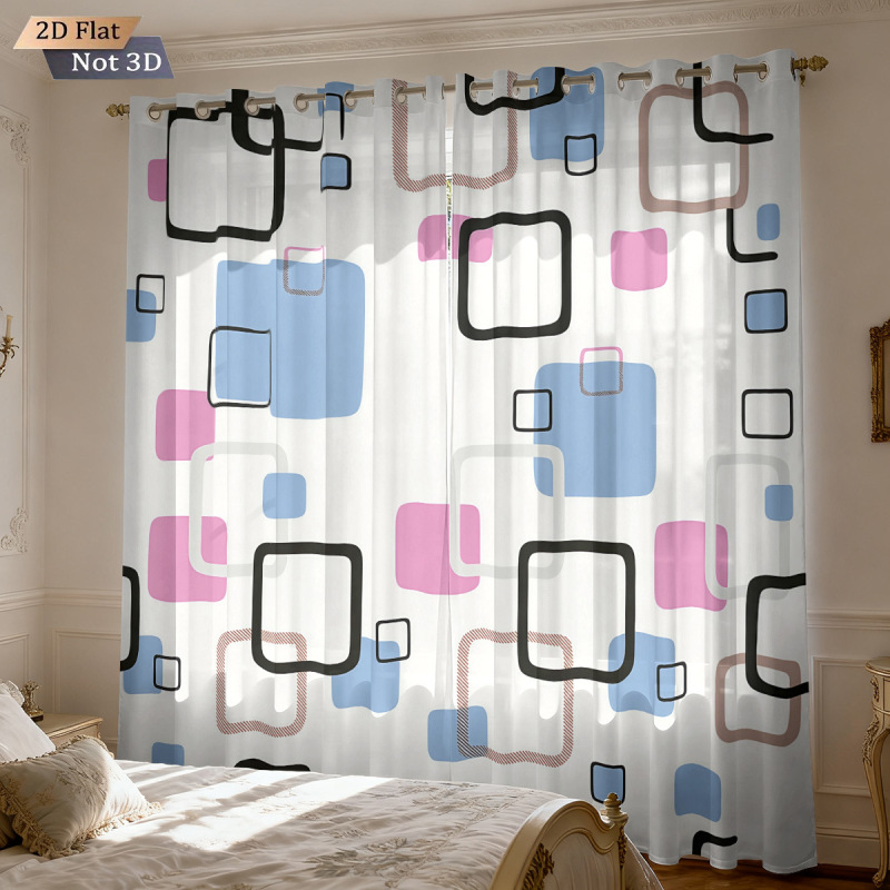 Meike Duo Custom Curtains with Checkered Digital Printing, Custom-Made Blackout Curtains for Bay Windows and Bedroom Windows, Available for Dropshipping Meike Duo Custom Curtains with Checkered Digital Printing, Custom-Made Blackout Curtains for Bay Windows and Bedroom Windows, Available for Dropshipping