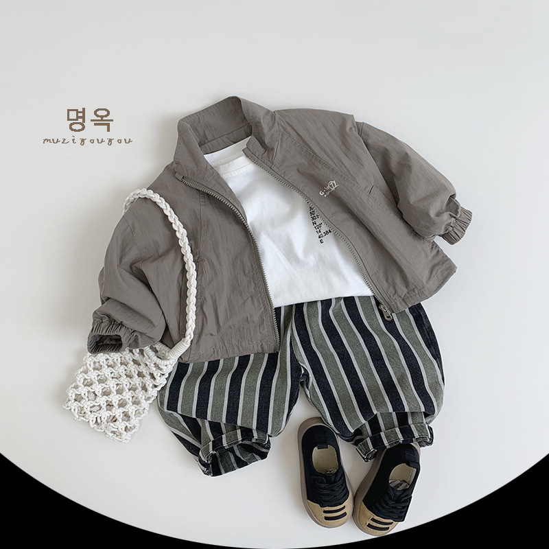 Casual Fan Hombres y bebés chaquetas coreanas otoño nuevo abrigo para niños niños retro chaquetas de moda japonesas