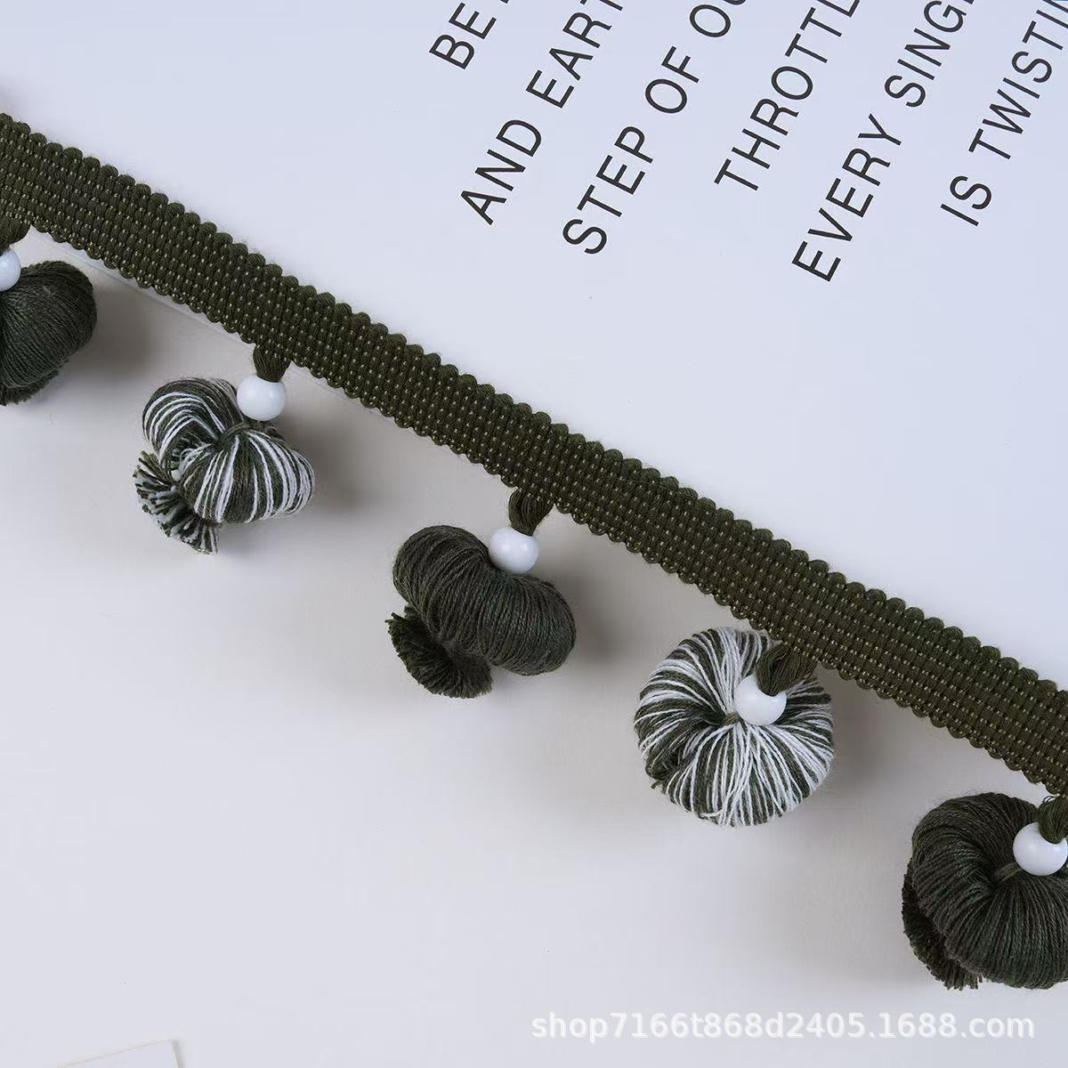 新款高端窗帘花边流苏轻奢中古风蘑菇球杨梅球立边辅料侧边拼配件