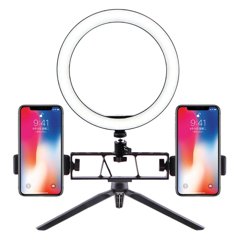 Trípode de escritorio Luz de relleno teléfono móvil multidispositivo soporte en vivo ancla belleza selfie fotografía anillo iluminación luz
