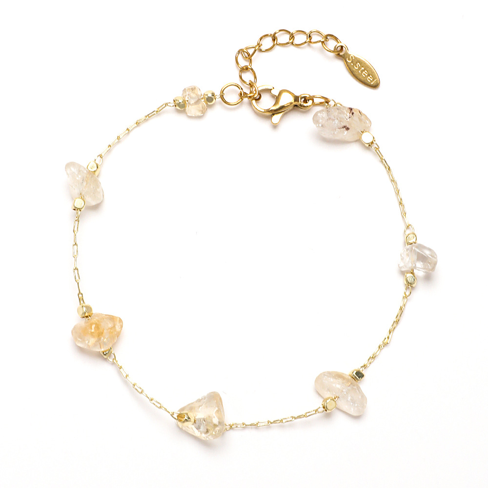 5g Weight Vintage Style Color Block Stainless Steel Natural Stone Bracelets In Bulk
