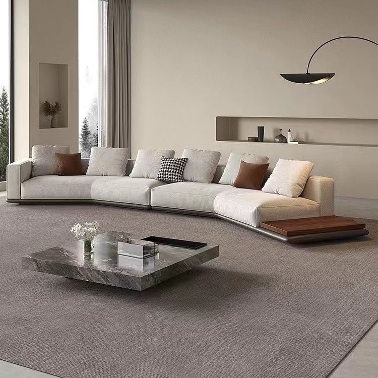 Italian Minimalist Fabric Sofa Living Room Large Apartment Combination Villa High-End Cotton and Linen New Horizon Special-Shaped Sofa