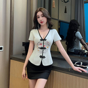 Foot Bath Technician Work Clothes New Elegant Suit Pedicure spa Sauna Health Teacher Work Clothes 8518 Short-sleeved Skirt