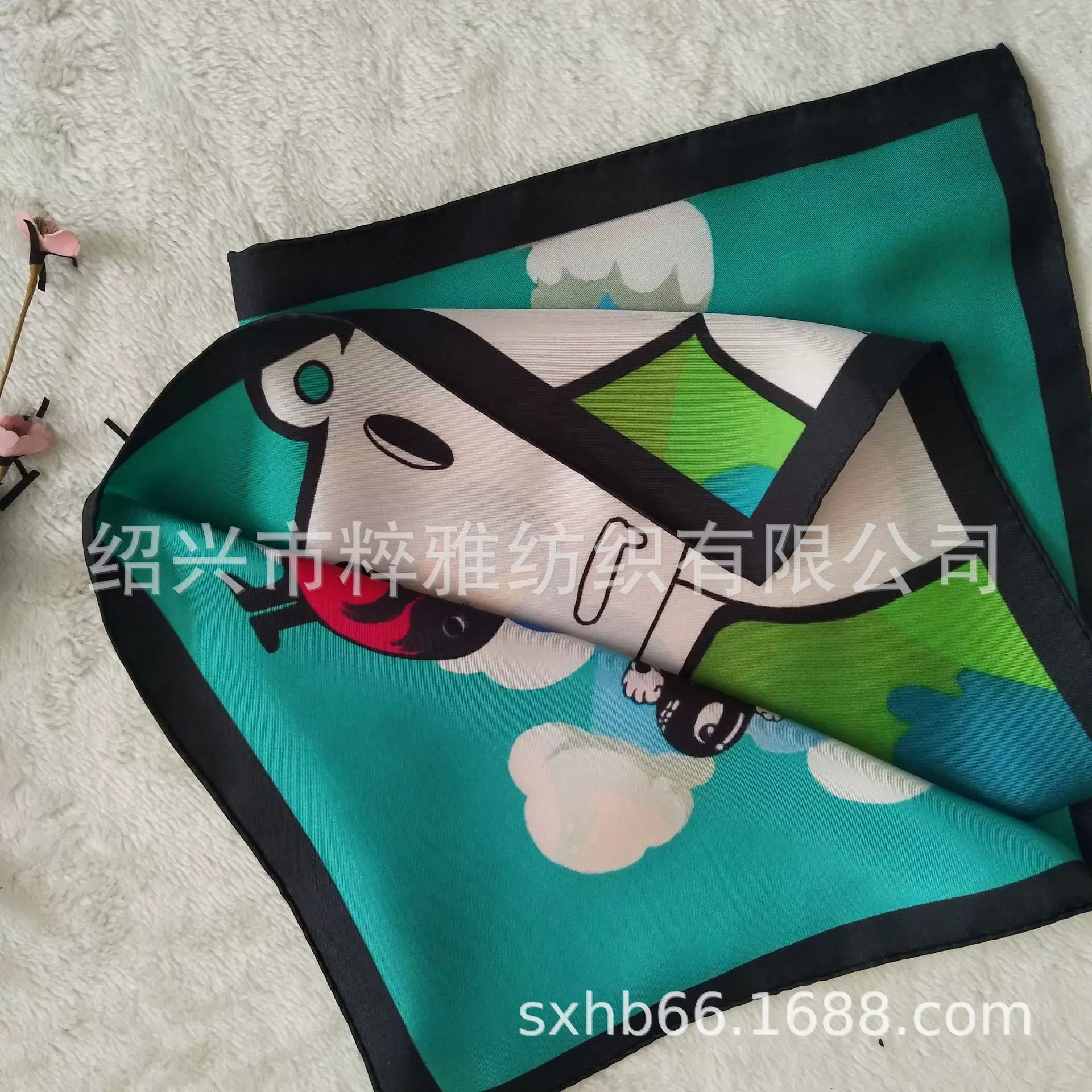 全棉方巾手帕双面印花真丝丝巾两面不同图案围巾外贸出口日本手帕