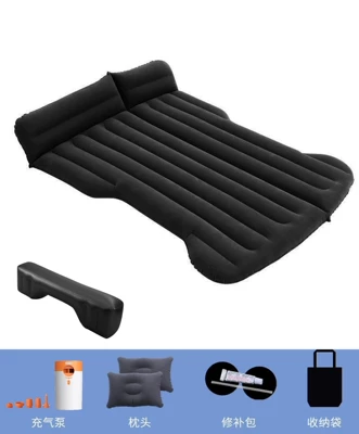 Tesla Model 3/Y Special: Vehicle-mounted inflatable bed - two-purpose-for-trunk-and-rear-seat-black-tesla-with-wireless-dry-battery-pump-long-pier
