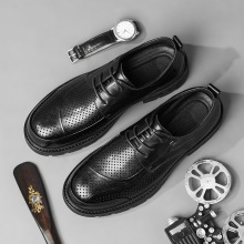 夏季新款男士镂空皮鞋系带打孔爆款商务休闲鞋百搭英伦正装男鞋