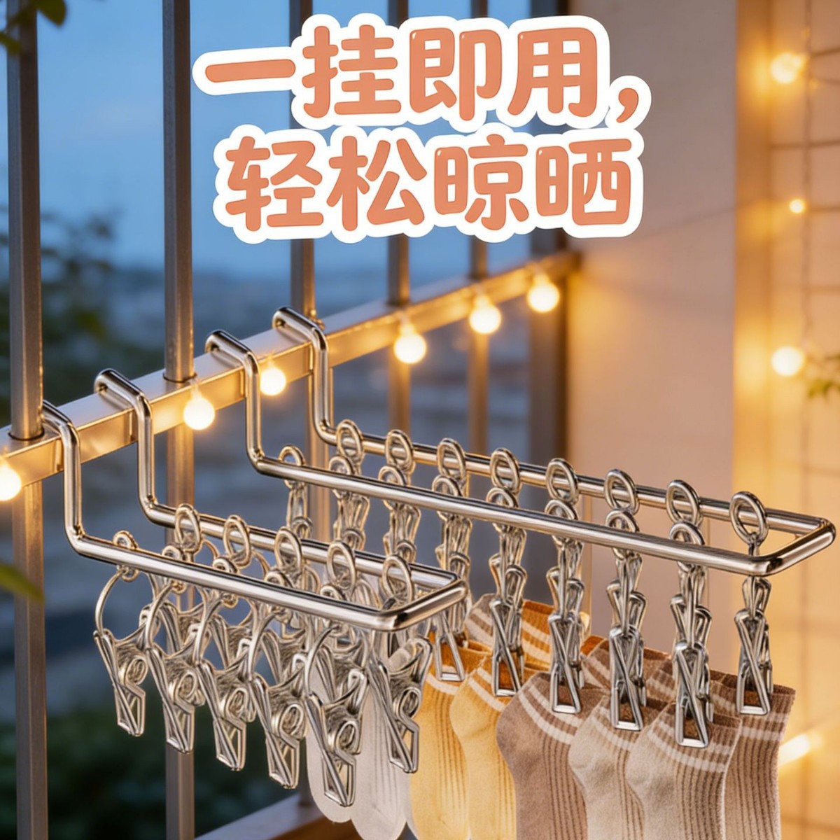 防盗窗袜子晾衣架多夹子阳台多功能凉挂内衣内裤的架子晒袜子神器