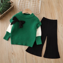 Children's Knit Crew Neck Set Sweater 2022 Autumn/Winter New Girl's Base Shirt 2 Outerwear 1