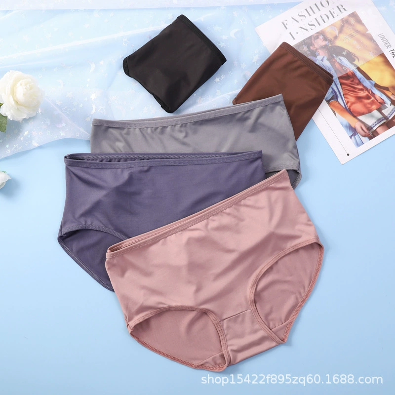 Оптовая продажа от производителей: женские трусы из мягкого молочного шелка с высокой талией, однотонные, больших размеров, эластичные, сексуальные трусики для девушек