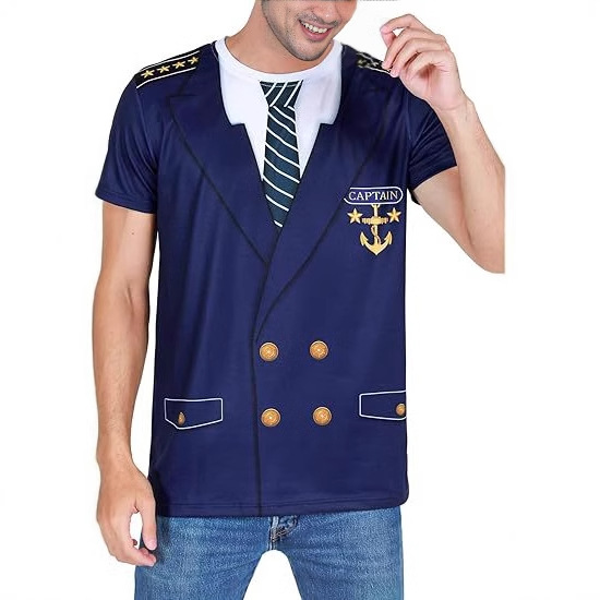Divertido uniforme divertido 3D impresión digital para hombre moda de la calle alta malla suelta transpirable manga corta camiseta de cuello redondo