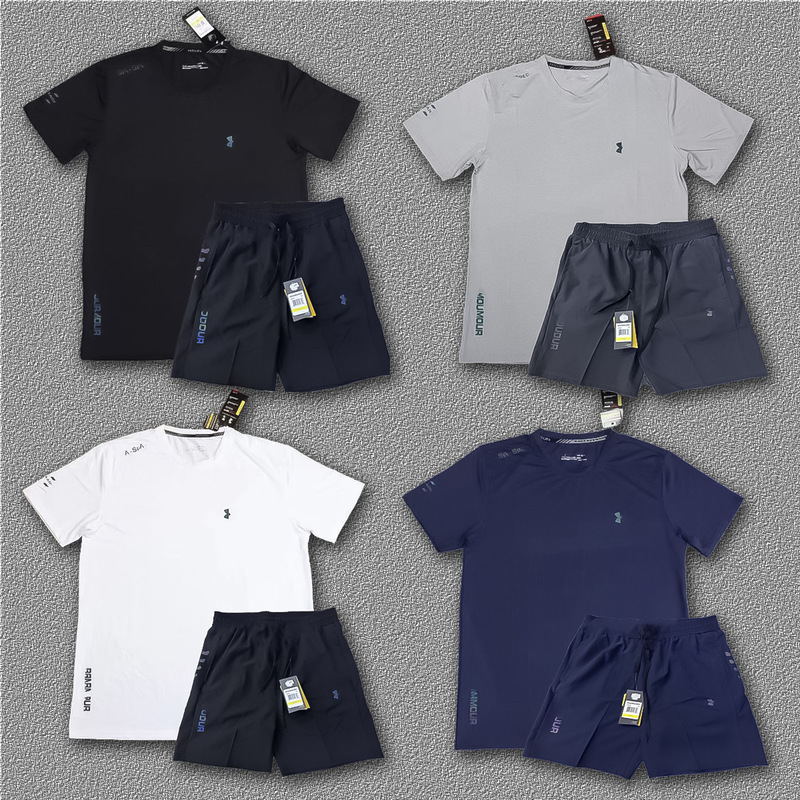 Cross-Border Thin European and American Style Ice Silk Short-Sleeve T-Shirt for Men, Summer Round Neck Quick-Dry Loose Fitness Sports Casual Top Cross-Border Thin European and American Style Ice Silk Short-Sleeve T-Shirt for Men, Summer Round Neck Quick-Dry Loose Fitness Sports Casual Top