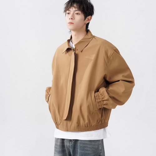 Spring Short-Length Workwear Jacket for Men, National Trend Functional Style, Trendy Loose Personal Casual Stylish Collar Windbreaker Jacket