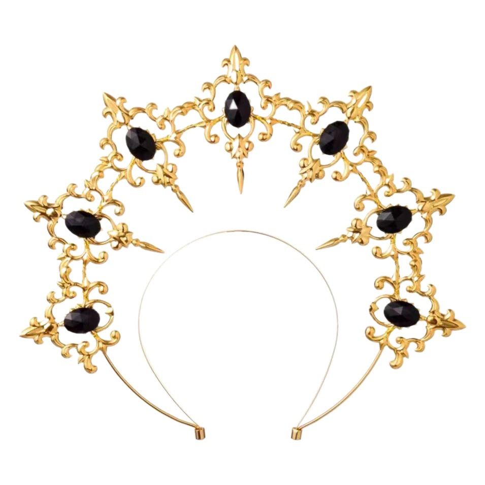 Lolita Metal Handmade Headpiece Sun Madonna Halo Headband European and American Festival Performance Crown Accessory
