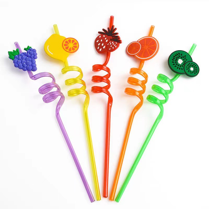Pajitas creativas para niños de moda, pajitas en forma de fruta, pajitas lavables y reutilizables, pajitas térmicas transfronterizas
