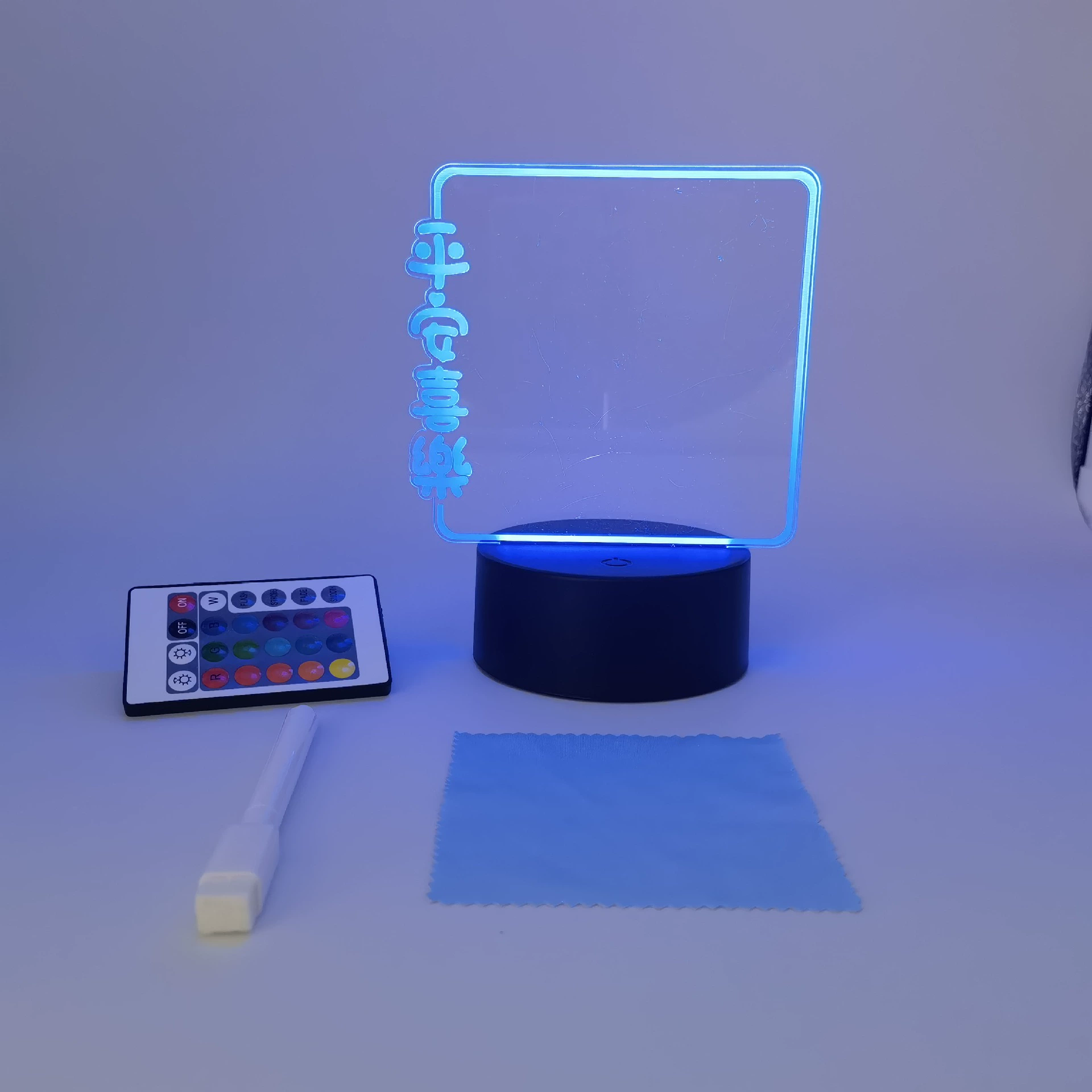 3D ночная лампа с пультом дистанционного управления, USB 4W, акриловая панель и база ABS, черная или белая