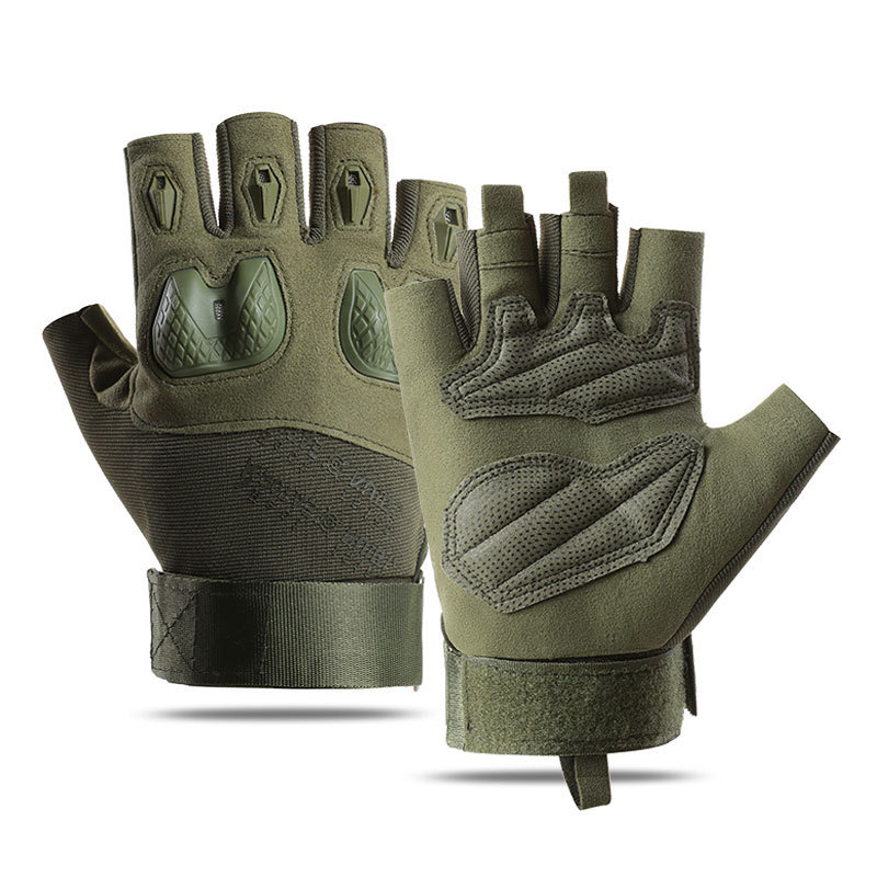 Guantes al aire libre para hombres de ciclismo antideslizante amortiguación medio dedo entrenamiento de protección de cáscara dura montaña guantes tácticos anti-corte