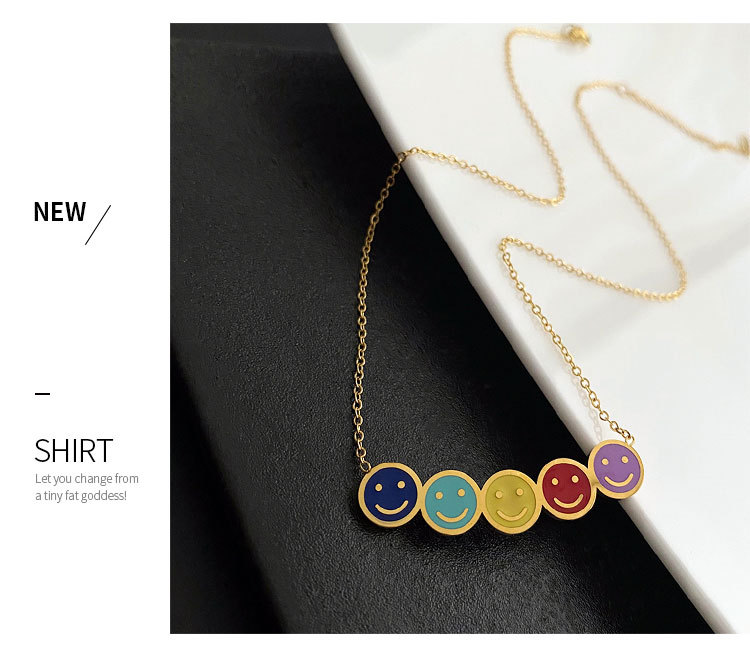 Fashion Smiley Face Titanium Steel Enamel Necklace 1 Piece