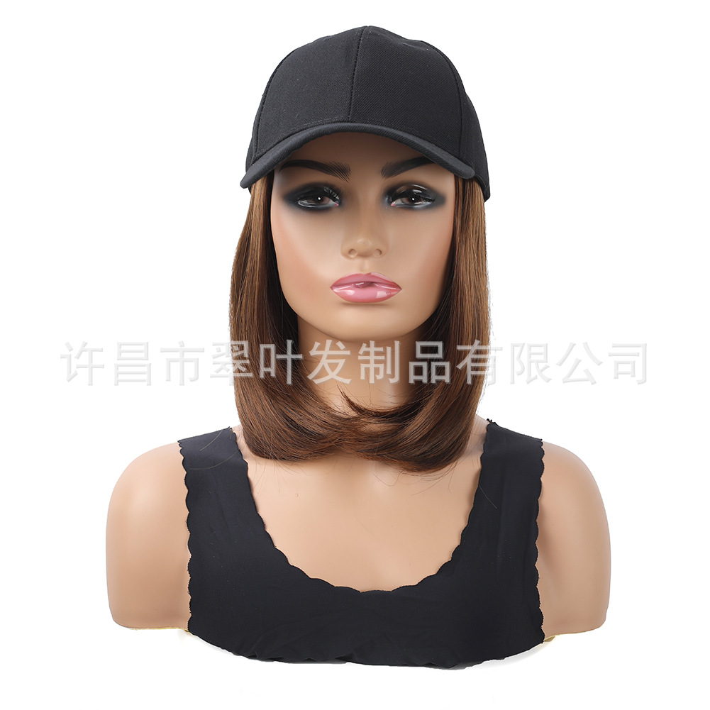 Sombrero pelucas fibra química corta pelo recto Bobo cabeza en una peluca de moda pelucas 10 pulgadas