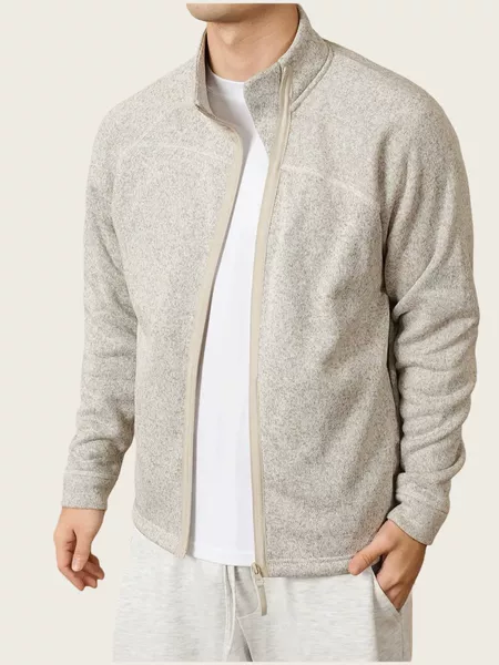 Men's Spring and Autumn Sports and Leisure Double-Sided Stand-Up Collar Zipper Cardigan Outdoor Fleece Long-Sleeved Cross-Border Men's Clothing