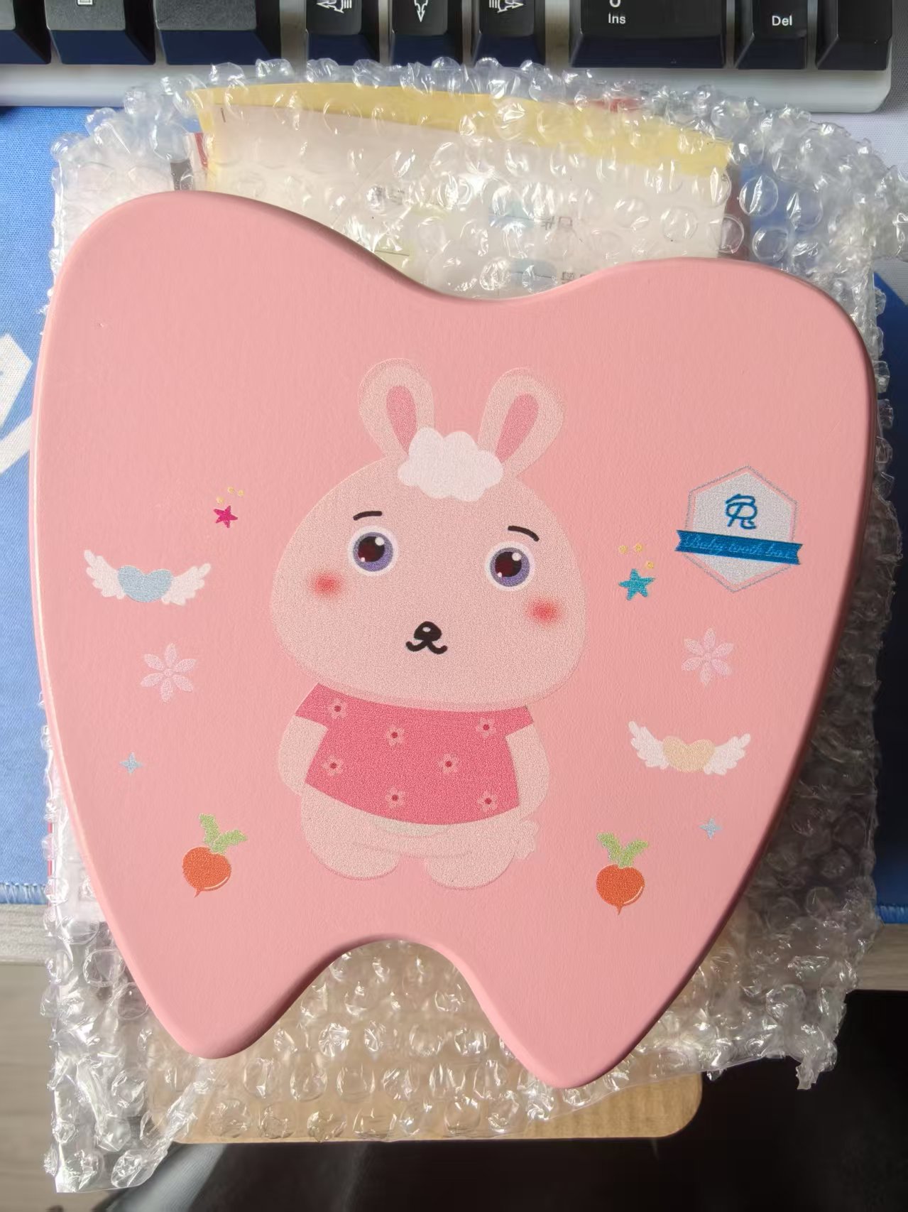 Casa del diente transfronteriza popular marco de madera caja de almacenamiento de pezón para niños caja conmemorativa del diente de bebé entrega al por mayor de una sola pieza