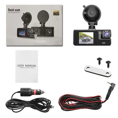 New A22 Driving Recorder 3 Cameras Hd 1080P Three-Lens Reversing Image Wifi Car Dv (Driving recorder) - dual-lens-front-of-the-car-inside-the-car