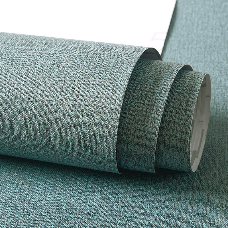 Papel tapiz autoadhesivo con patrón de lino de imitación grueso, sala de estar, dormitorio, papel tapiz de seda lisa, armario de la puerta, pegatinas de renovación de PVC para el hogar