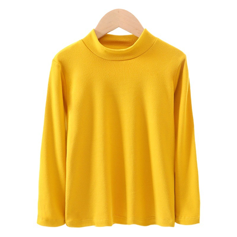 Детская бархатная Базовая рубашка, топ с высоким воротником, внутренняя теплая весенне-осенняя одежда для мальчиков и девочек, нижнее белье для детей среднего и большого размера, зима