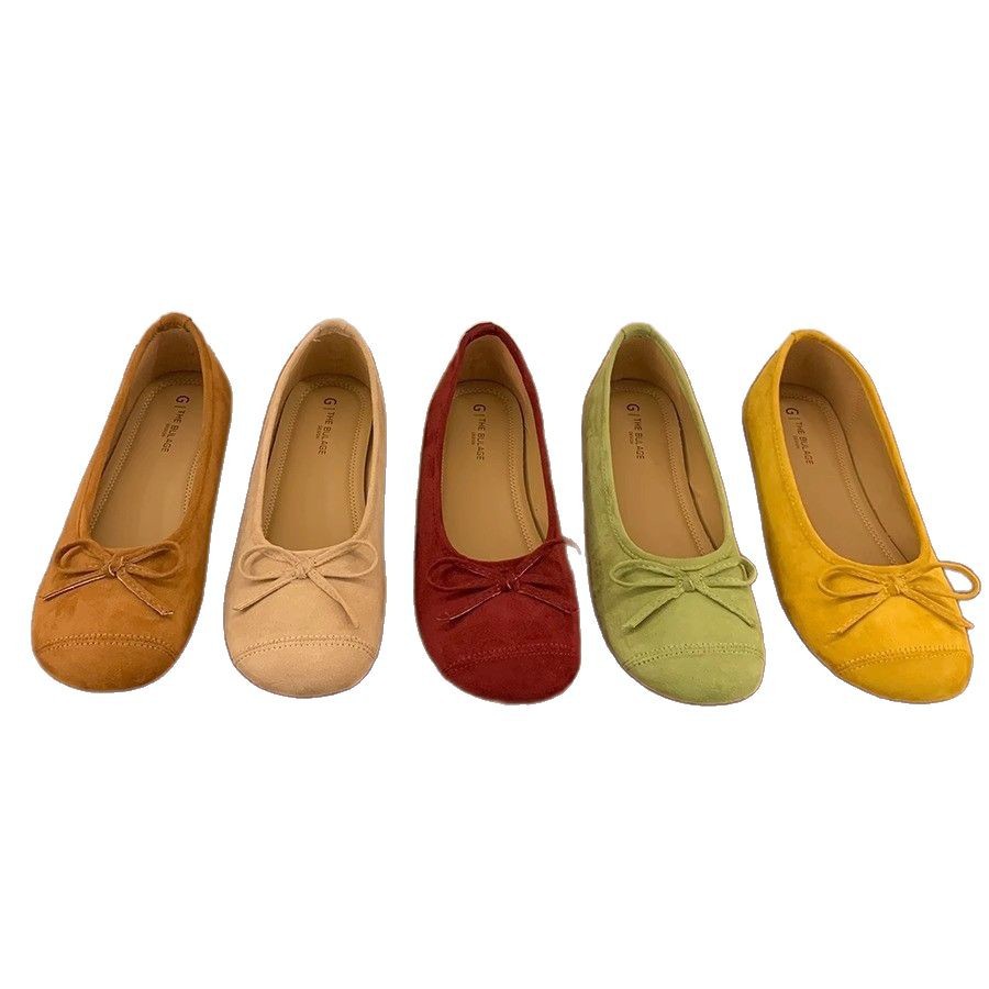 Retro cabeza redonda zapatos de ballet plano zapatos de mujer zapatos 2025 nuevo arco primavera y otoño suave zapatos de noche