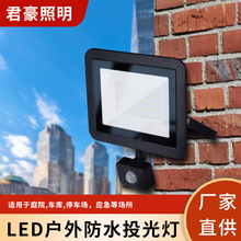 新款LED感应投光灯 防水户外壁挂庭院楼道灯 车库人体光控照明灯