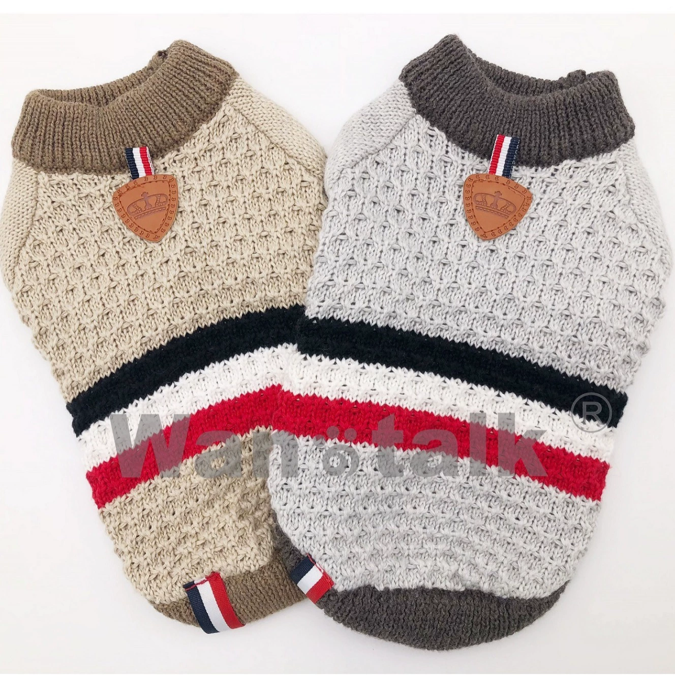 Pet свитер вязаный собака свитер витой спортивный свитер кожаный ярлык + ткачество этикетка спортивный стиль