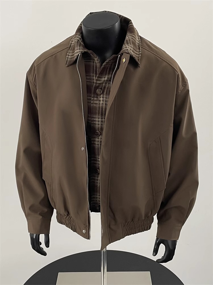 2025 nueva marca de moda callejera americana falsa de dos piezas costura contraste pareja otoño nicho diseño chaqueta sentido chaqueta