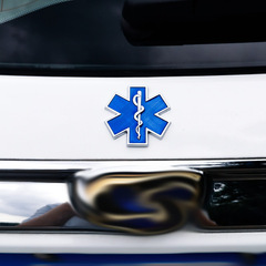 Life Star Car Decal Blue Emergency Ambulance Logo Car Personalized Modification Metal Side Rear Decal Scratch Decoration Sticker