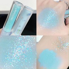 双头液体眼影超闪亮片珠光闪粉蓝色绿色哑光截断式碎钻卧蚕提亮液