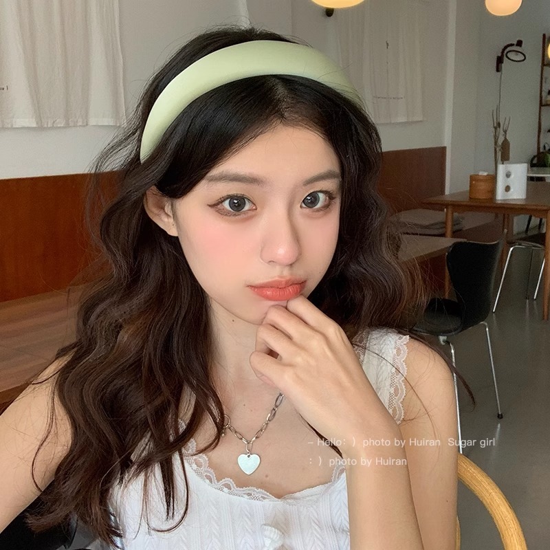 女性用Mao Xiaotongと同じスタイルのスポンジつば広ヘッドバンド、レトロなフレンチヘアバンド、顔を大きく見せるヘッドバンド、小さなヘアピン|undefined