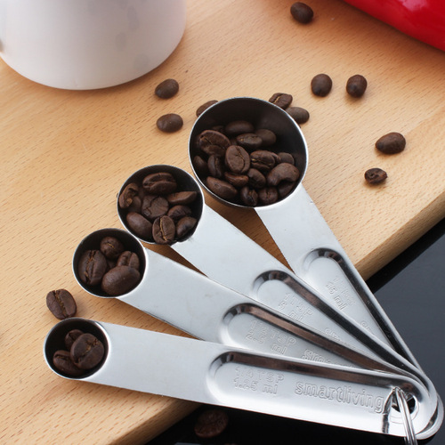 Cross-border wholesale baking tools stainless steel measuring cup dessert metal coffee milk powder measuring spoon with scale