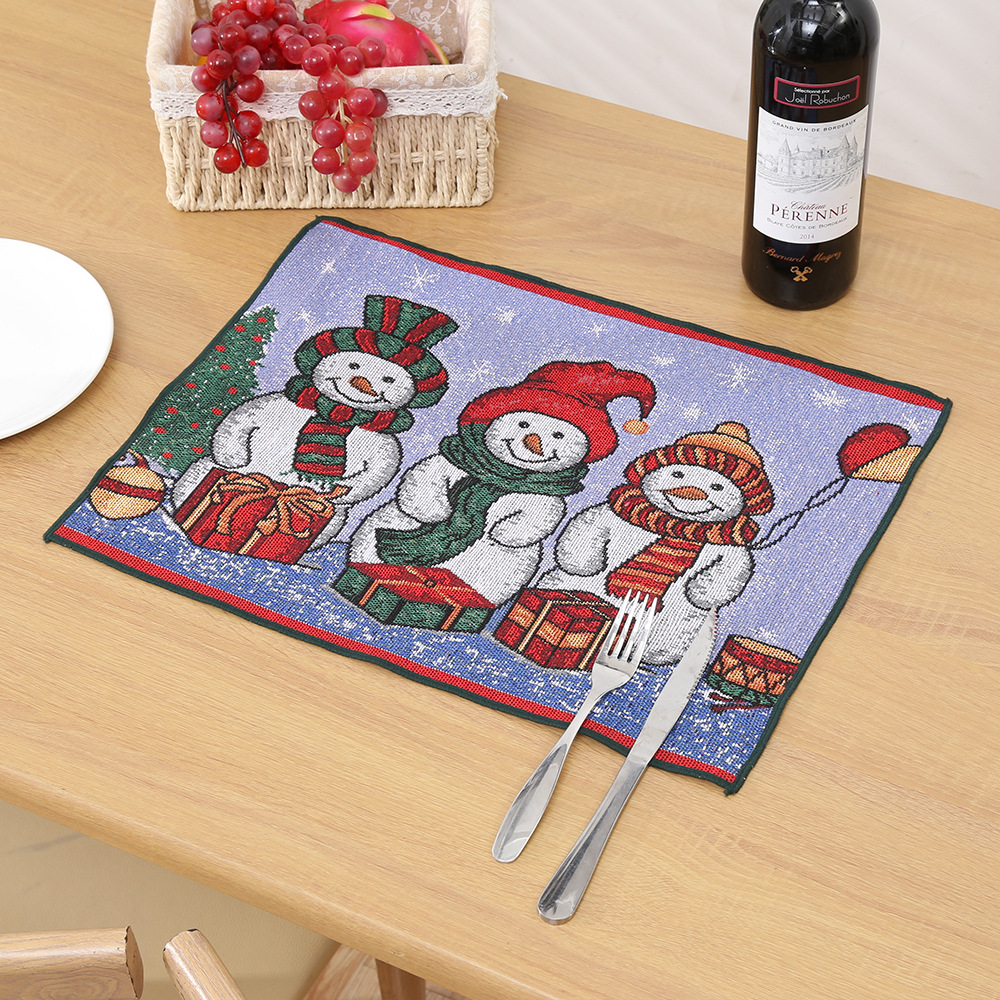 2024 nuevo cojín de Navidad cojín de muñeco de nieve de Navidad cojín de mesa de decoración familiar cojín de mesa de Navidad Jacquard