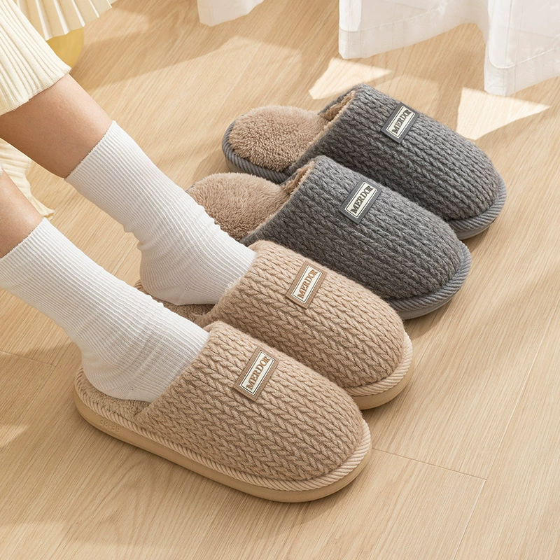 Осенние и зимние тапочки женские домашние теплые и нескользящие пары домашние булочки плюшевые мягкие хлопчатобумажные тапочки мужские зимние