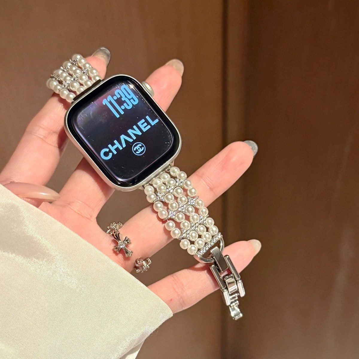 Gentle and Exquisite Pearl Iwatch11 Zircon Strap Suitable for Apple Watch Applewatch10/987Se Female